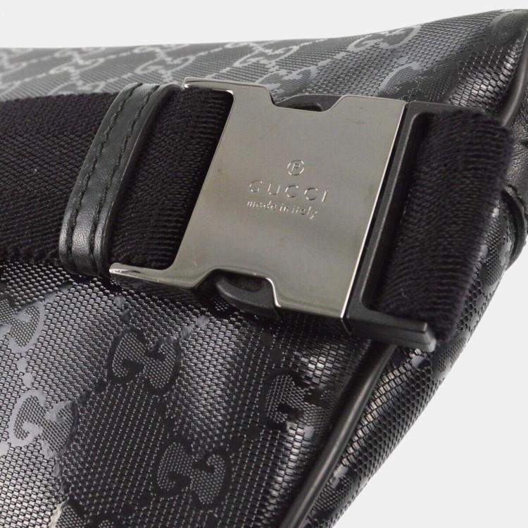 Pre Owned Gucci Black PVC GG Waist Bum Bag