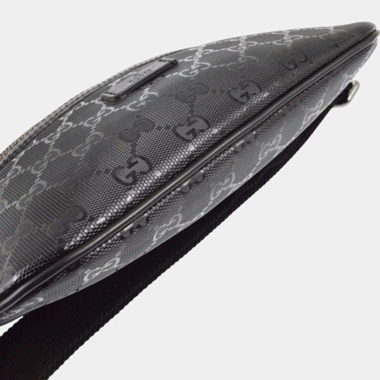 Pre Owned Gucci Black PVC GG Waist Bum Bag