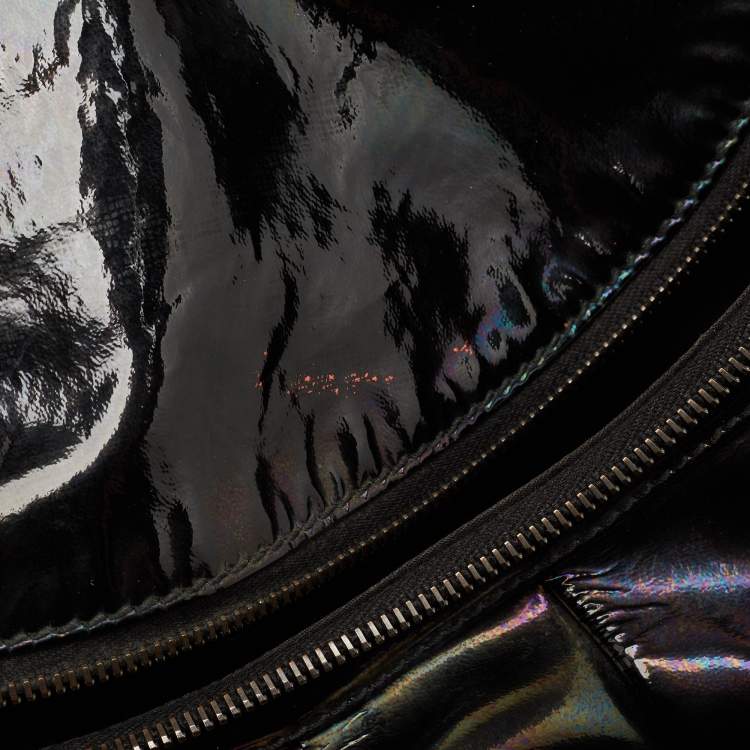 Pre Owned Gucci Iridescent Black Patent Leather Icon Bit Hobo