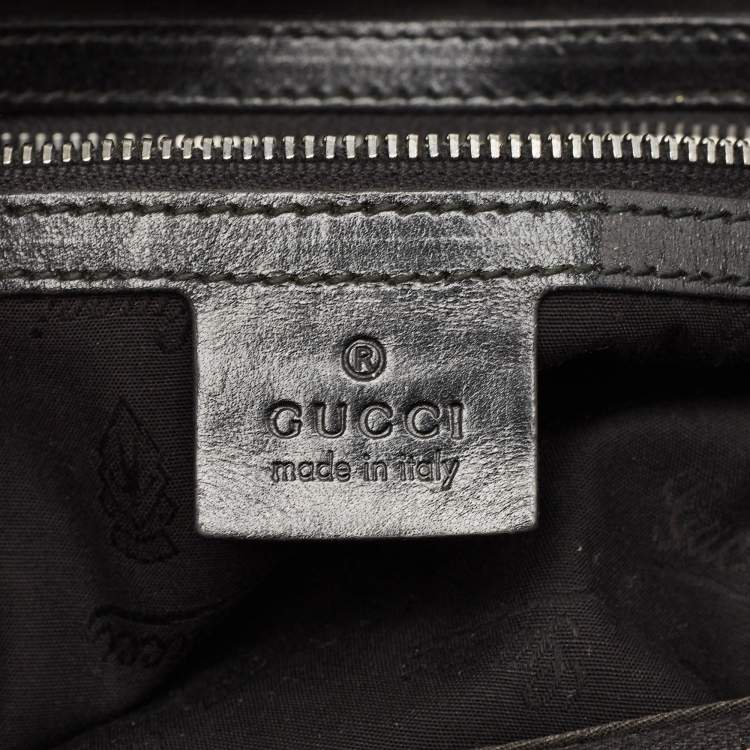 Pre Owned Gucci Iridescent Black Patent Leather Icon Bit Hobo