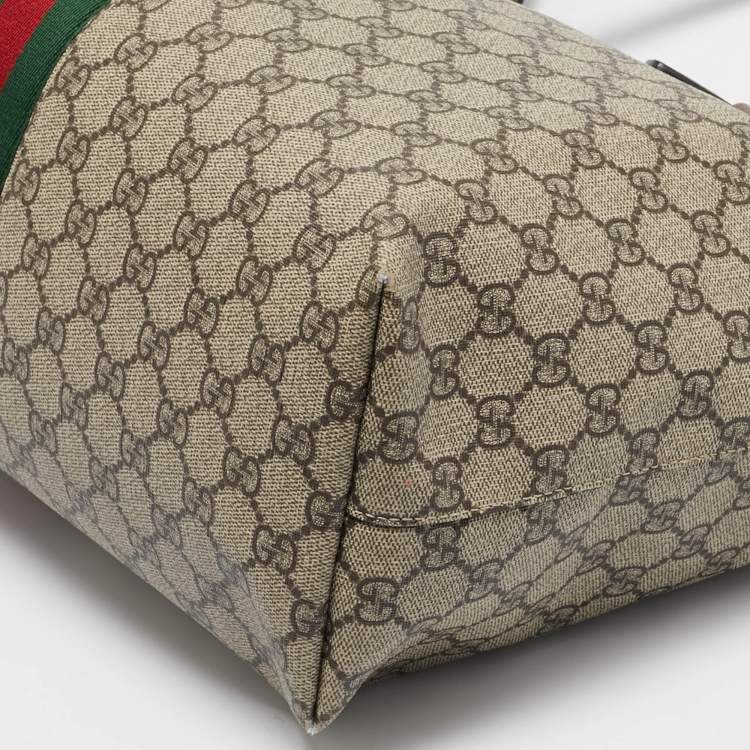 Pre Owned Gucci Beige/Ebony GG Supreme Canvas Medium Ophidia Tote
