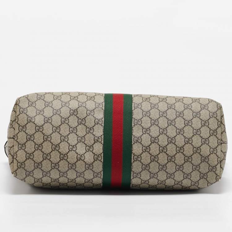 Pre Owned Gucci Beige/Ebony GG Supreme Canvas Medium Ophidia Tote