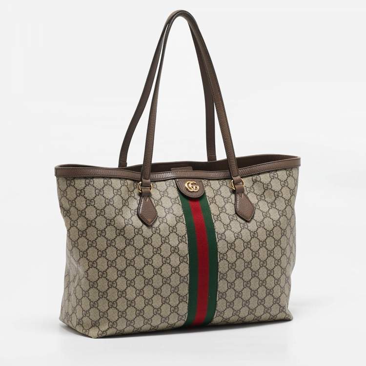 Pre Owned Gucci Beige/Ebony GG Supreme Canvas Medium Ophidia Tote