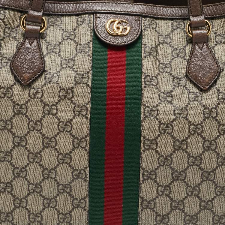 Pre Owned Gucci Beige/Ebony GG Supreme Canvas Medium Ophidia Tote