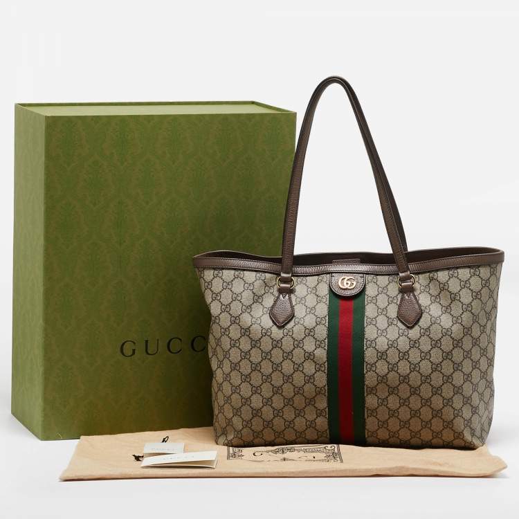 Pre Owned Gucci Beige/Ebony GG Supreme Canvas Medium Ophidia Tote