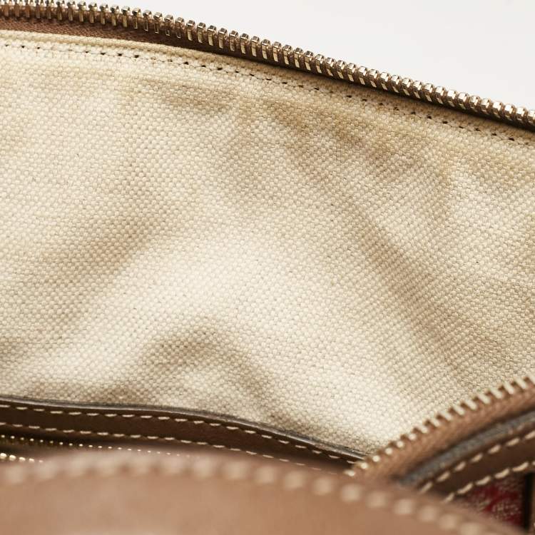 Pre Owned Gucci Brown/Red GG Supreme Canvas Medium Nice Boston Bag