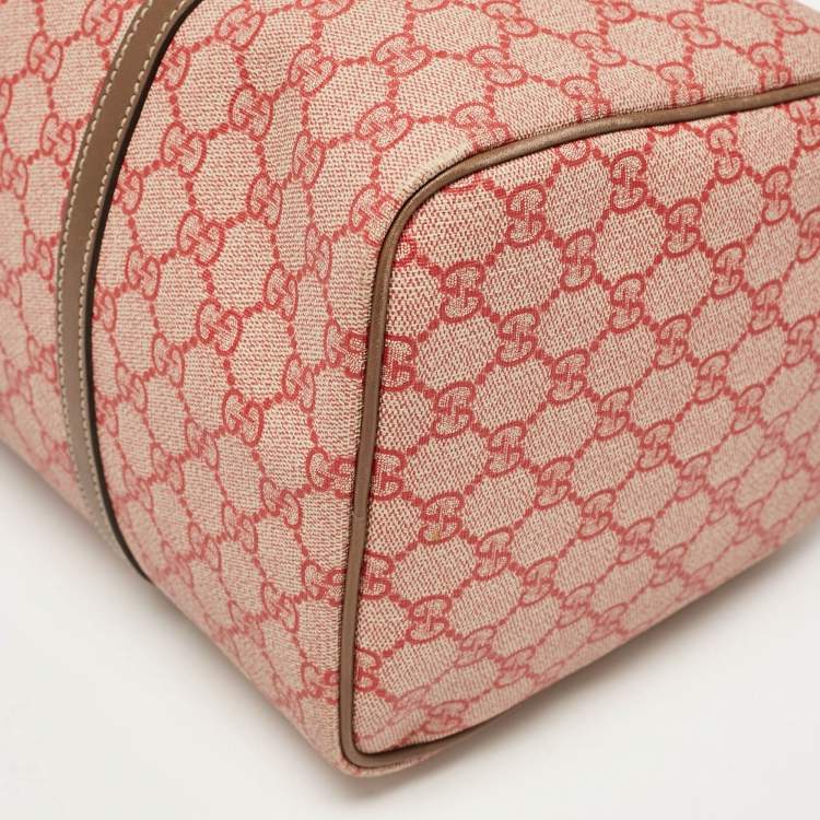 Pre Owned Gucci Brown/Red GG Supreme Canvas Medium Nice Boston Bag