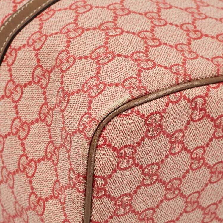 Pre Owned Gucci Brown/Red GG Supreme Canvas Medium Nice Boston Bag