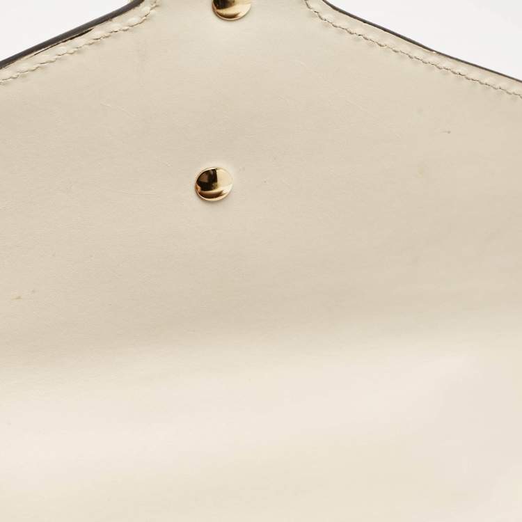 Pre Owned Gucci Off White Leather Mini Web Chain Sylvie Crossbody Bag