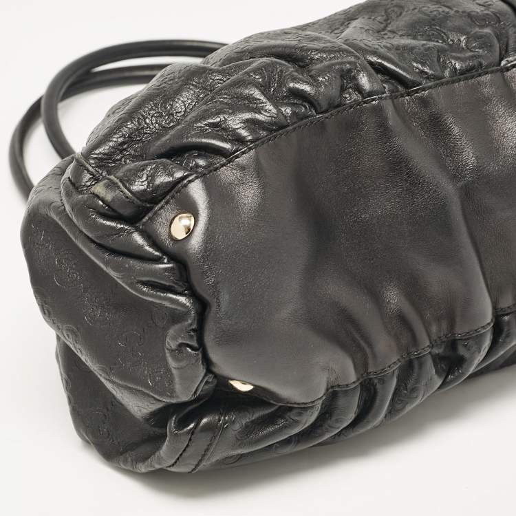 Pre Owned Gucci Black Guccissima Leather Abbey D-Ring Shoulder Bag