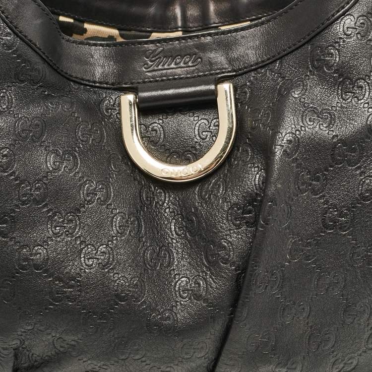 Pre Owned Gucci Black Guccissima Leather Abbey D-Ring Shoulder Bag