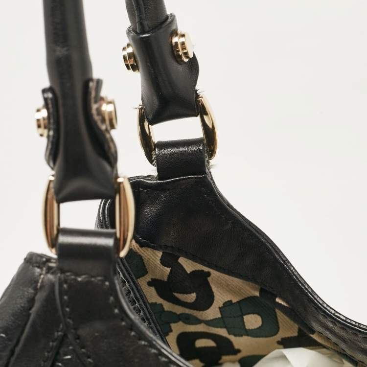 Pre Owned Gucci Black Guccissima Leather Abbey D-Ring Shoulder Bag