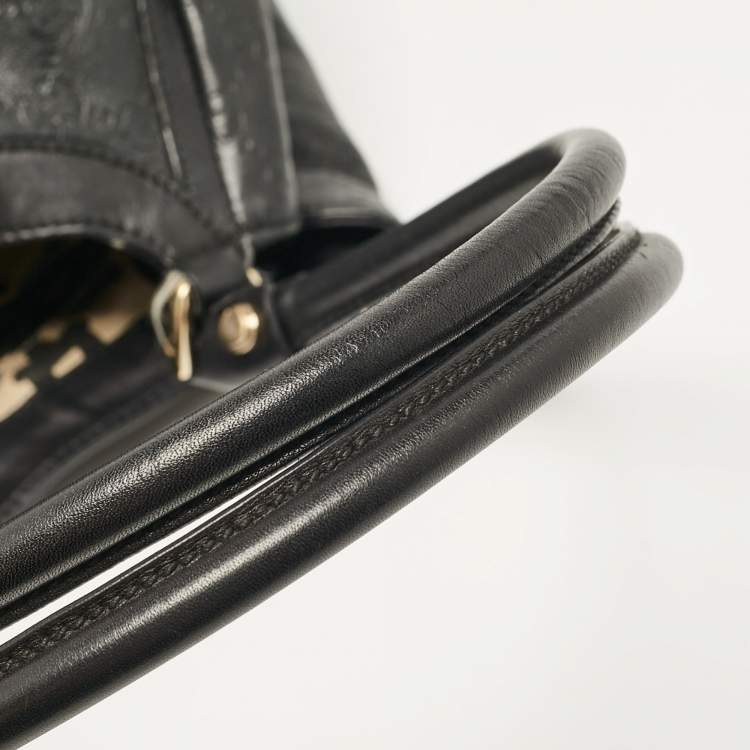 Pre Owned Gucci Black Guccissima Leather Abbey D-Ring Shoulder Bag