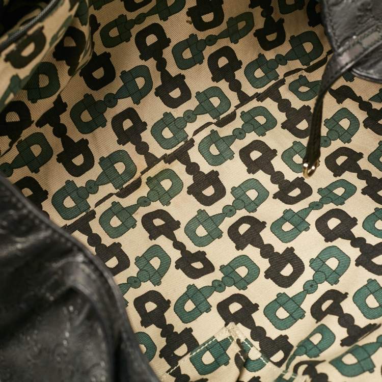 Pre Owned Gucci Black Guccissima Leather Abbey D-Ring Shoulder Bag