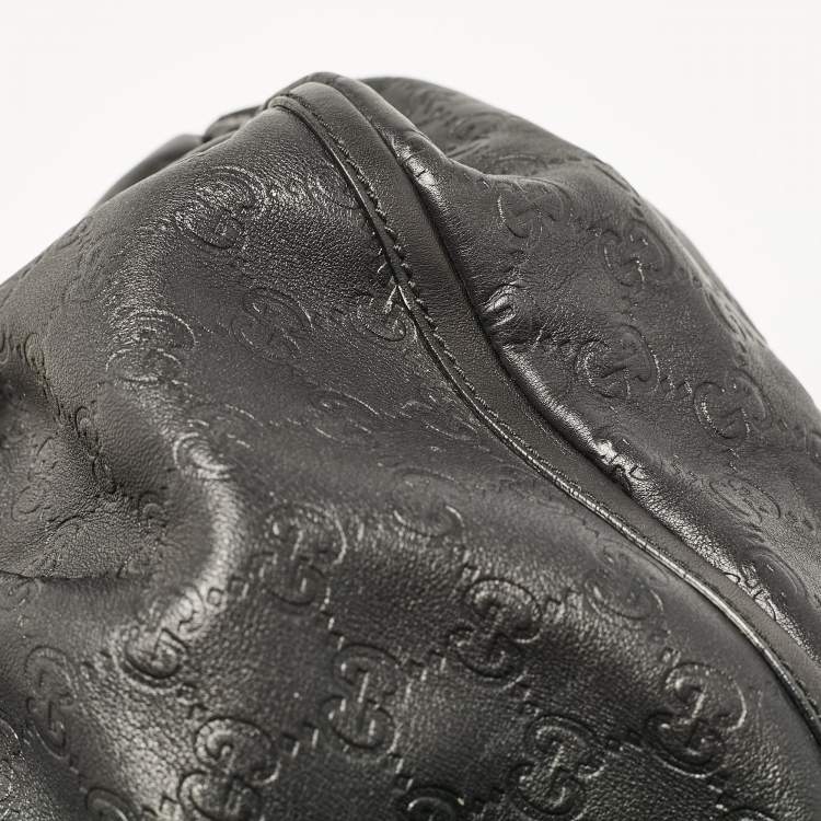 Pre Owned Gucci Black Guccissima Leather Abbey D-Ring Shoulder Bag