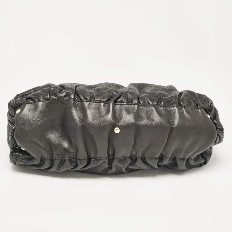 Pre Owned Gucci Black Guccissima Leather Abbey D-Ring Shoulder Bag