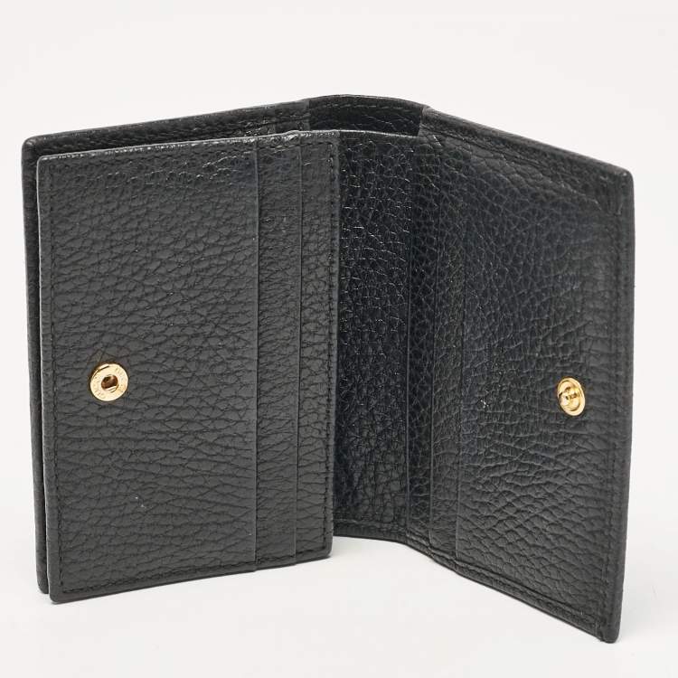 Pre Owned Gucci Black Leather GG Marmont Bosco Card Case
