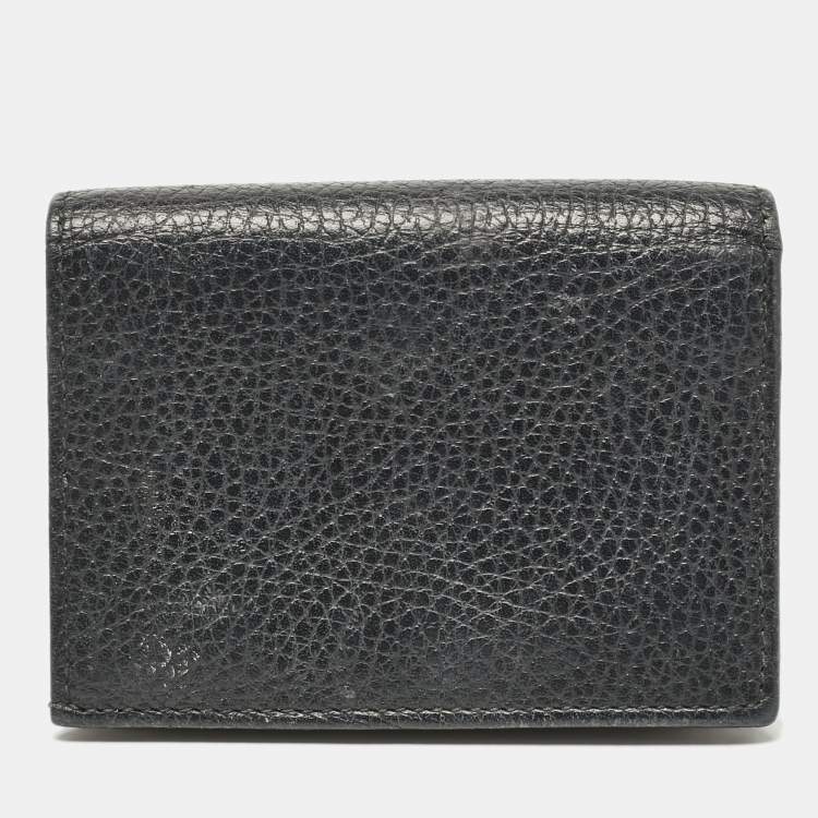 Pre Owned Gucci Black Leather GG Marmont Bosco Card Case