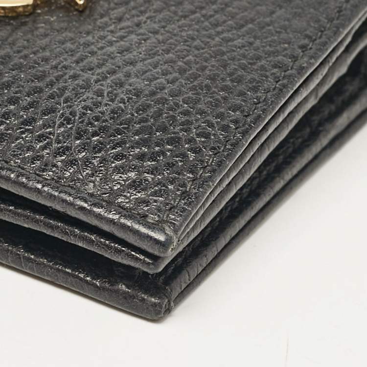Pre Owned Gucci Black Leather GG Marmont Bosco Card Case