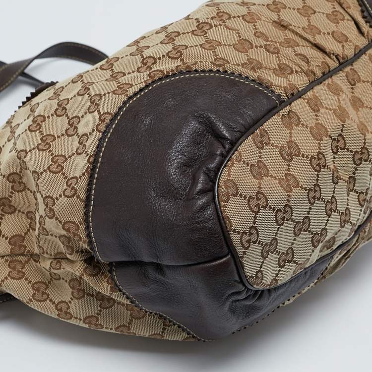 مملوكة مسبقًا Gucci Dark Brown/Beige GG Canvas Large Tribeca Tote
