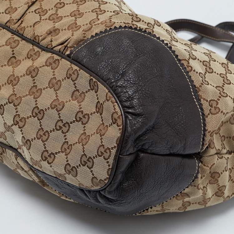 مملوكة مسبقًا Gucci Dark Brown/Beige GG Canvas Large Tribeca Tote
