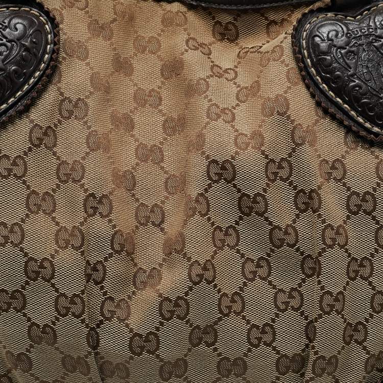 مملوكة مسبقًا Gucci Dark Brown/Beige GG Canvas Large Tribeca Tote