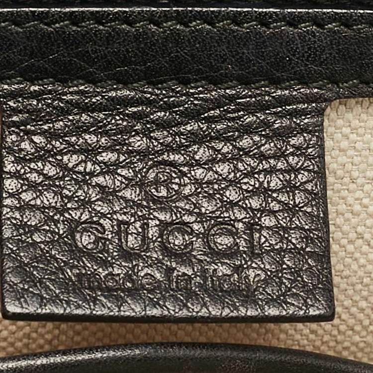 Pre Owned Gucci Black Leather Small New Bamboo Top Handle Bag
