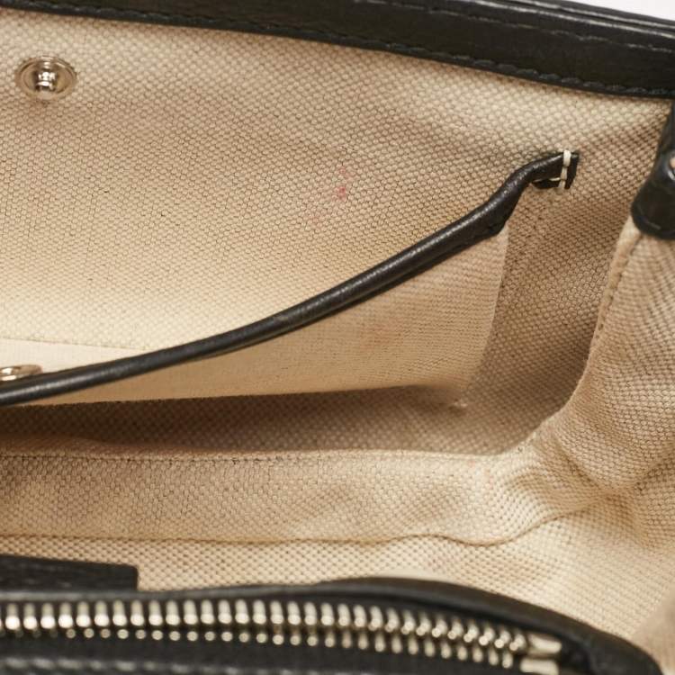 Pre Owned Gucci Black Leather Small New Bamboo Top Handle Bag
