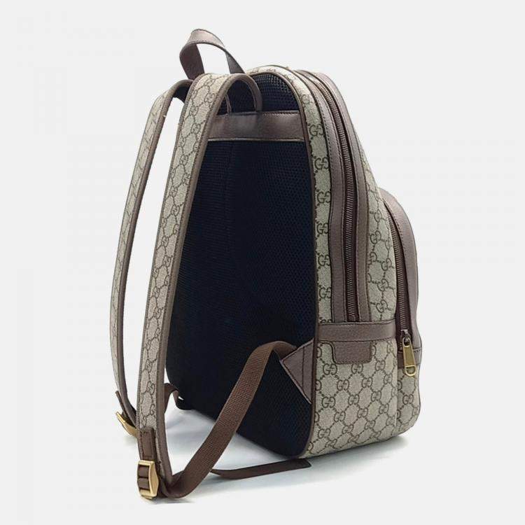 Pre Owned Gucci Beige Brown PVC Gucci Ophidia GG Supreme Medium Backpack