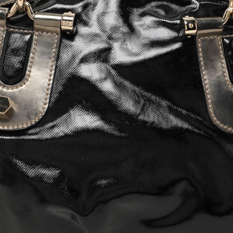 Pre Owned Gucci Black Coated Fabric and Leather Dialux Pop Bamboo Satchel