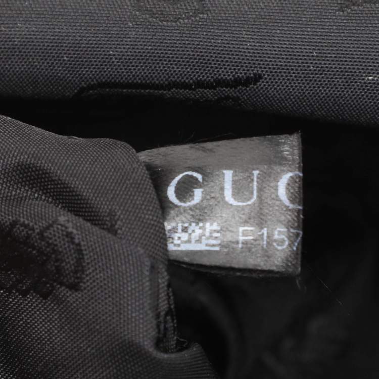 Pre Owned Gucci Black Coated Fabric and Leather Dialux Pop Bamboo Satchel