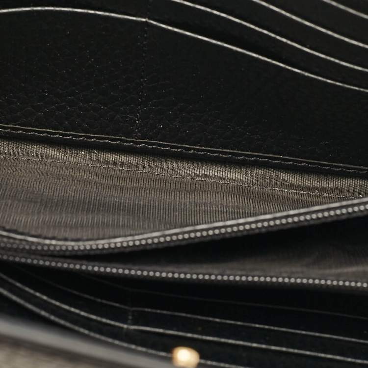 Pre Owned Gucci Beige/Black GG Supreme Canvas and Leather Wallet On Chain