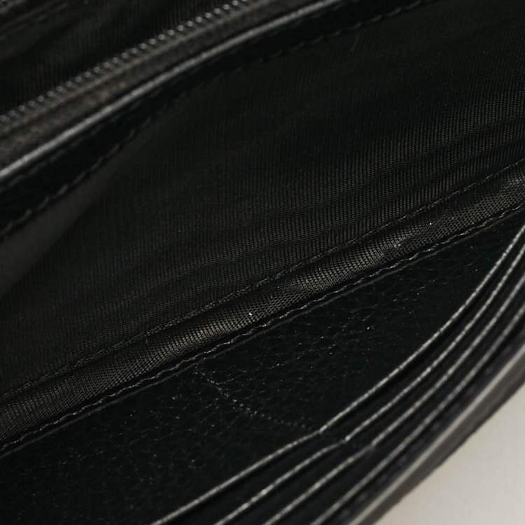 Pre Owned Gucci Beige/Black GG Supreme Canvas and Leather Wallet On Chain
