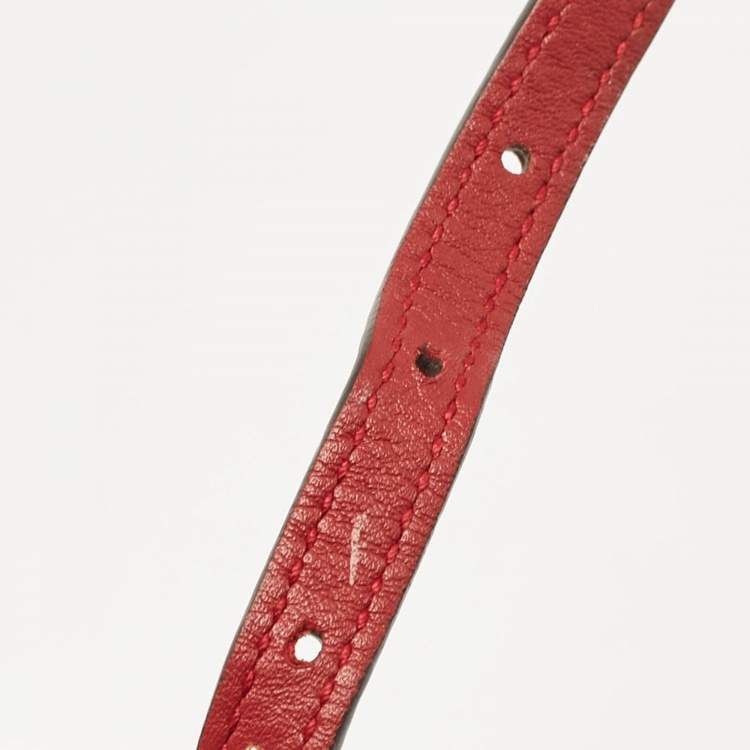 Pre Owned Gucci Red Microguccissima Leather Flap Wallet on Strap