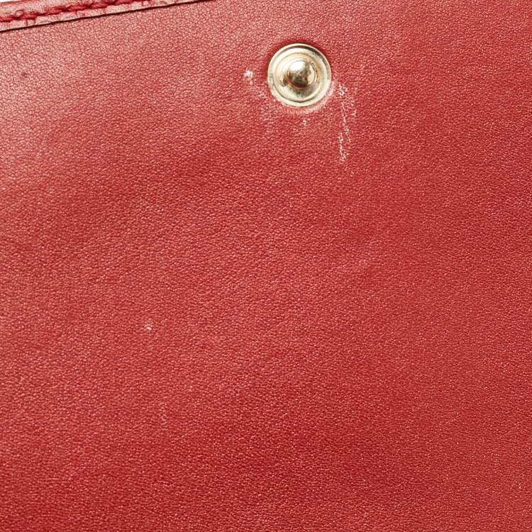 Pre Owned Gucci Red Microguccissima Leather Flap Wallet on Strap