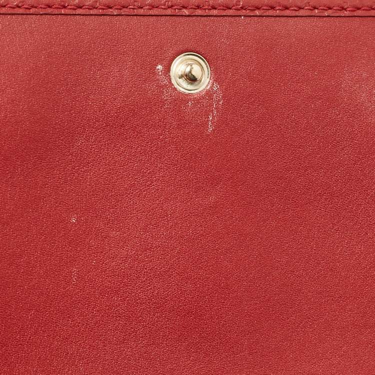 Pre Owned Gucci Red Microguccissima Leather Flap Wallet on Strap