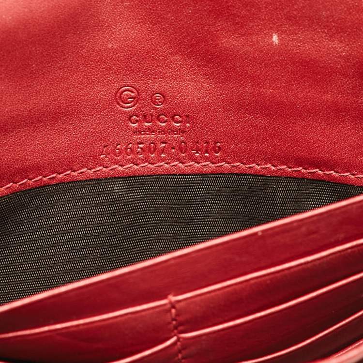Pre Owned Gucci Red Microguccissima Leather Flap Wallet on Strap