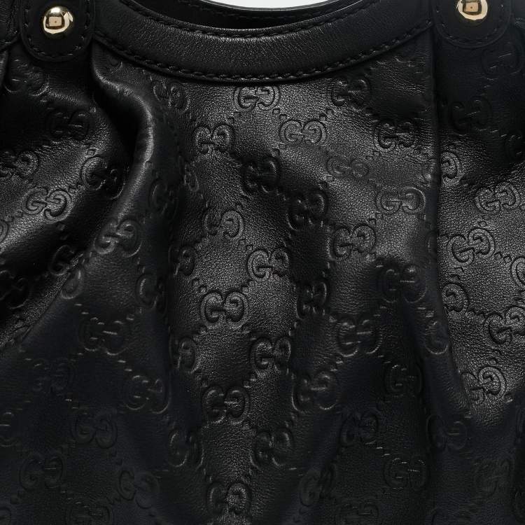 Pre Owned Gucci Black Guccissima Leather Medium Sukey Tote