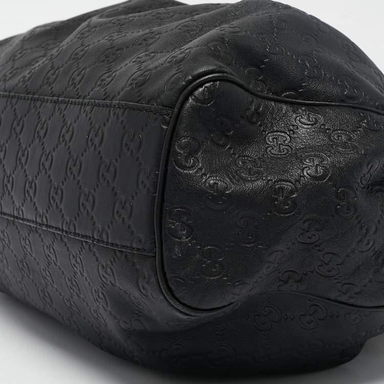 Pre Owned Gucci Black Guccissima Leather Medium Sukey Tote