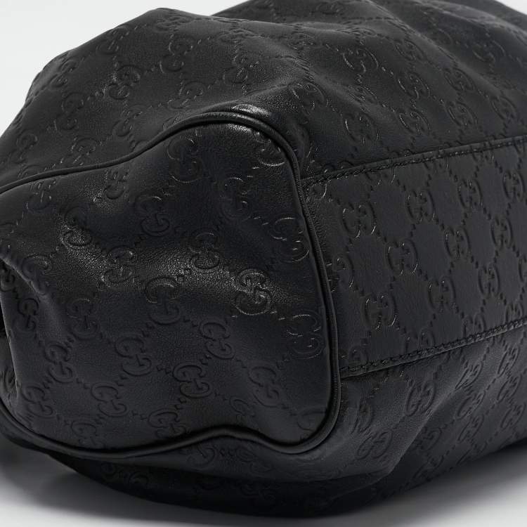 Pre Owned Gucci Black Guccissima Leather Medium Sukey Tote