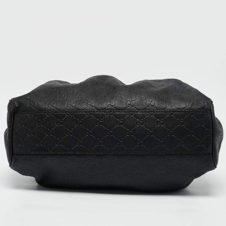 Pre Owned Gucci Black Guccissima Leather Medium Sukey Tote