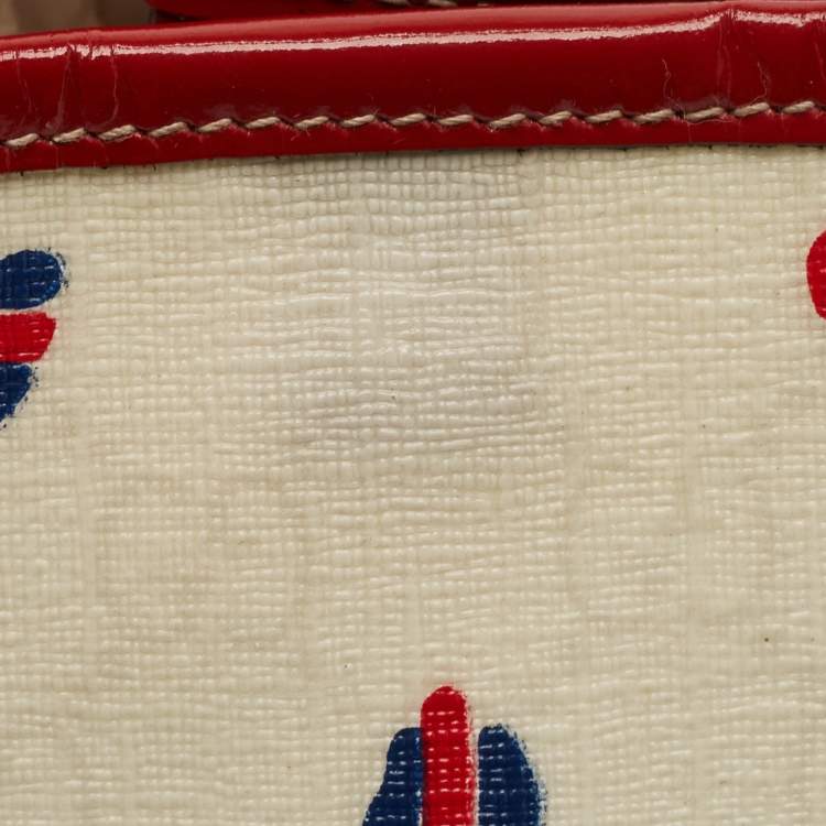 مملوكة مسبقًا Gucci Red/White GG Supreme Canvas and Patent Leather Medium Heart Joy Tote
