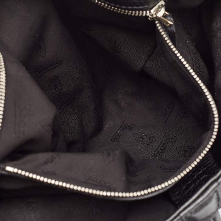 Pre Owned Gucci Black Leather Large Jungle Shoulder Bag