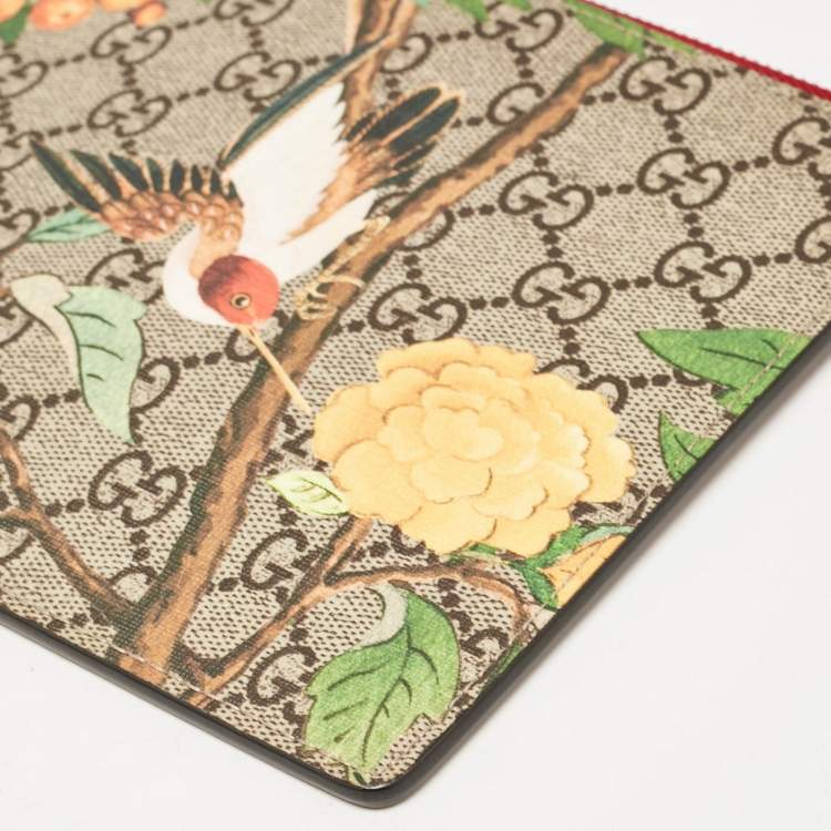 مملوكة مسبقًا Gucci Red/Multicolor GG Supreme Canvas Tian Zip Pouch