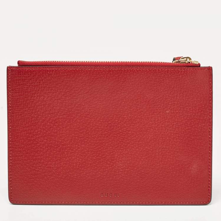 مملوكة مسبقًا Gucci Red/Multicolor GG Supreme Canvas Tian Zip Pouch