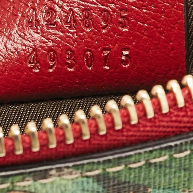 مملوكة مسبقًا Gucci Red/Multicolor GG Supreme Canvas Tian Zip Pouch