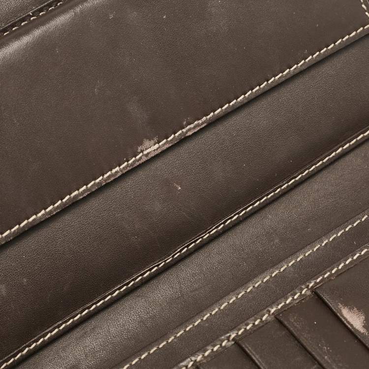 Pre Owned Gucci Brown/Beige GG Canvas and Leather Web Flap Continental Wallet