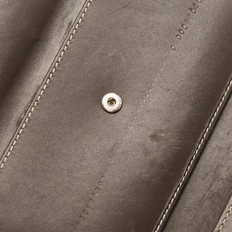 Pre Owned Gucci Brown/Beige GG Canvas and Leather Web Flap Continental Wallet