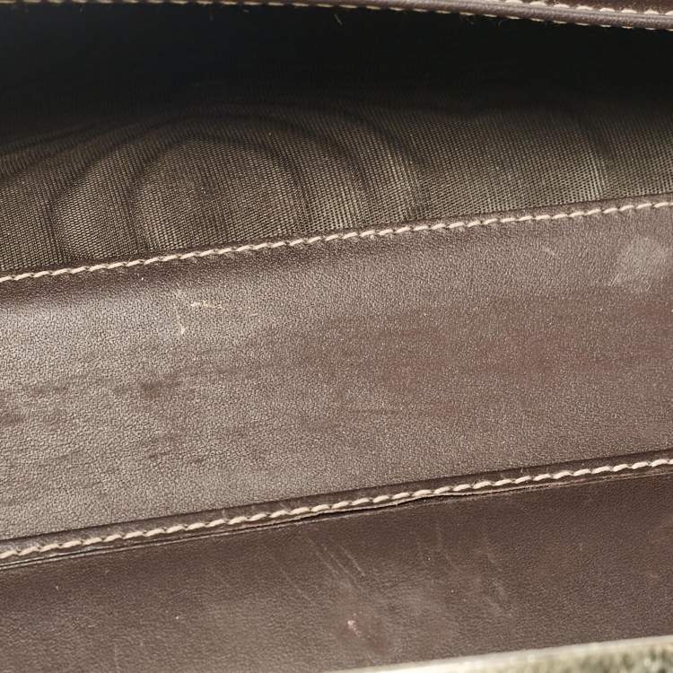 Pre Owned Gucci Brown/Beige GG Canvas and Leather Web Flap Continental Wallet