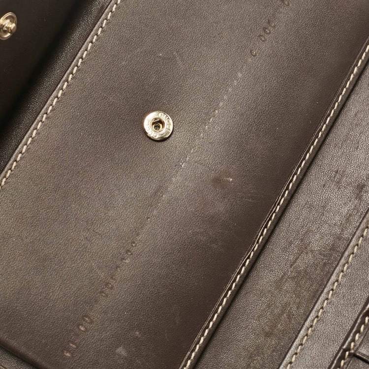 Pre Owned Gucci Brown/Beige GG Canvas and Leather Web Flap Continental Wallet